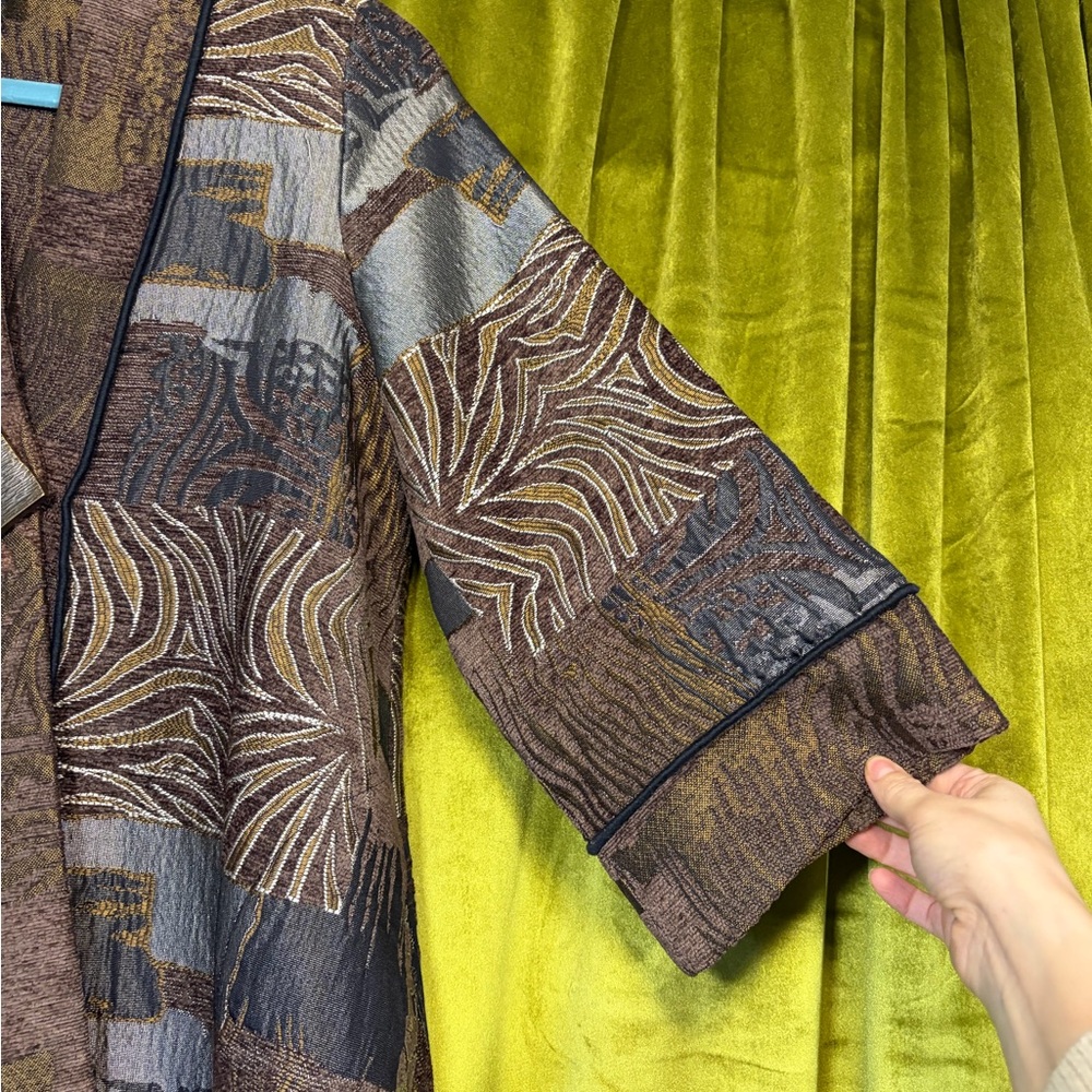 Ic Collection Patchwork Brown Duster Jacket. Size… - image 2